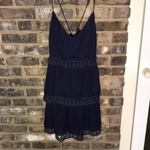 Navy blue ruffle dress tobi small